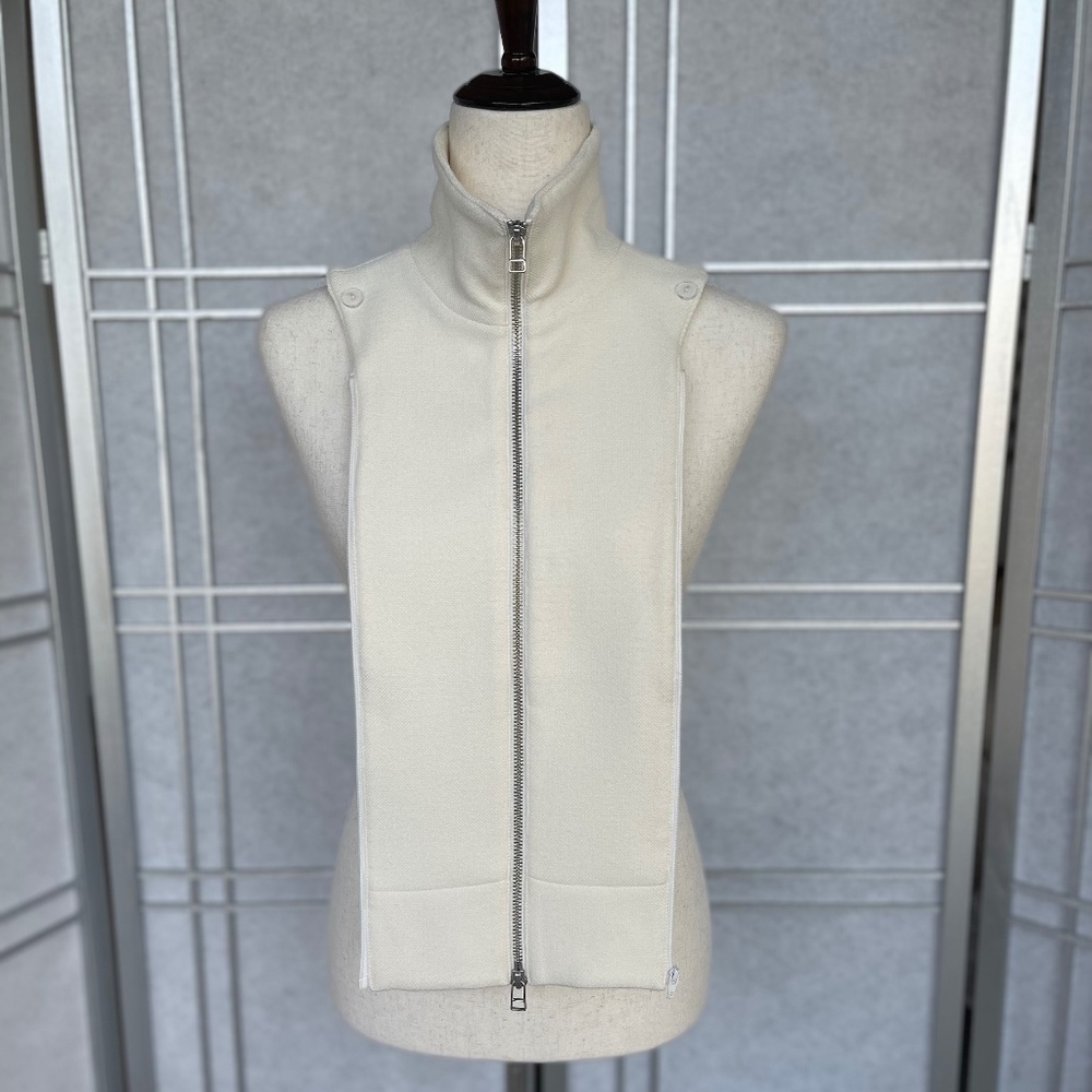 Veronica Beard Cream Zip-Front Sleeveless Vest